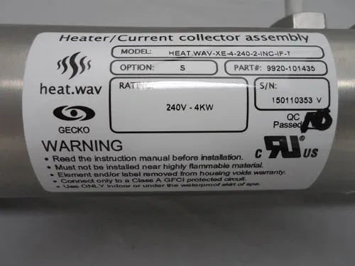 Chauffe-eau complet pour spa 4KW Gecko IN.XE & IN.YE