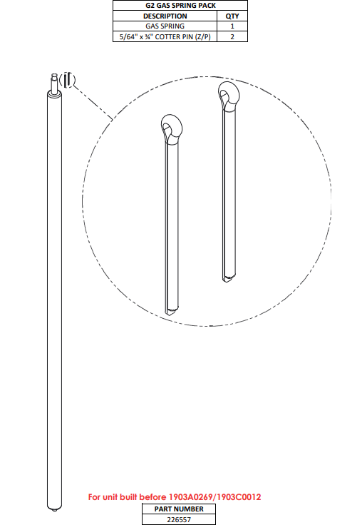 Ensemble de vérin à gaz G2