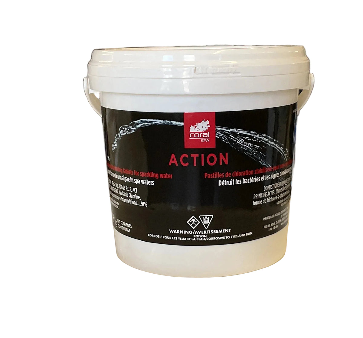 Coral spa : Pastilles de Trichloro "ACTION" 1,8kg (Chlore à dissolution lente)
