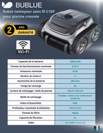 Robot nettoyant BUBLUE C10P pour piscine creusée -sans fil 2025