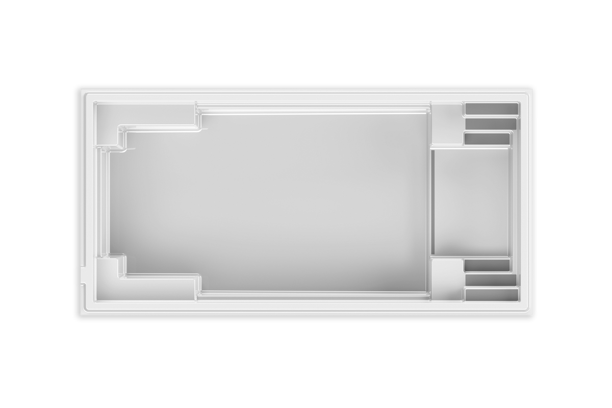 Piscine à double escaliers Mova 14 x 28 avec fond incliné