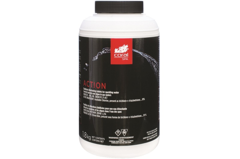 Coral spa : Pastilles de Trichloro "ACTION" 1,8kg (Chlore à dissolution lente)