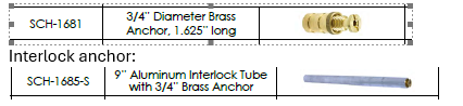 Anchor 1.625'' long, 3/4'' diameter Brass SCH-1681 - Ancrage BÉTON