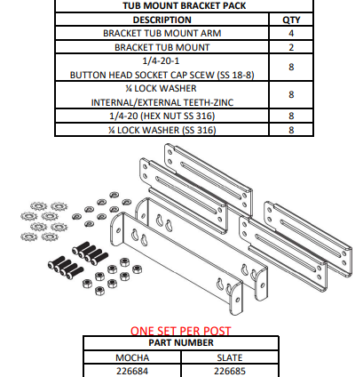 Ensemble de supports de fixation au spa