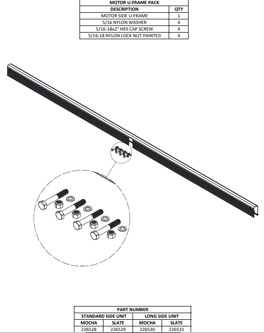 Ensemble de cadre en U – côté moteur