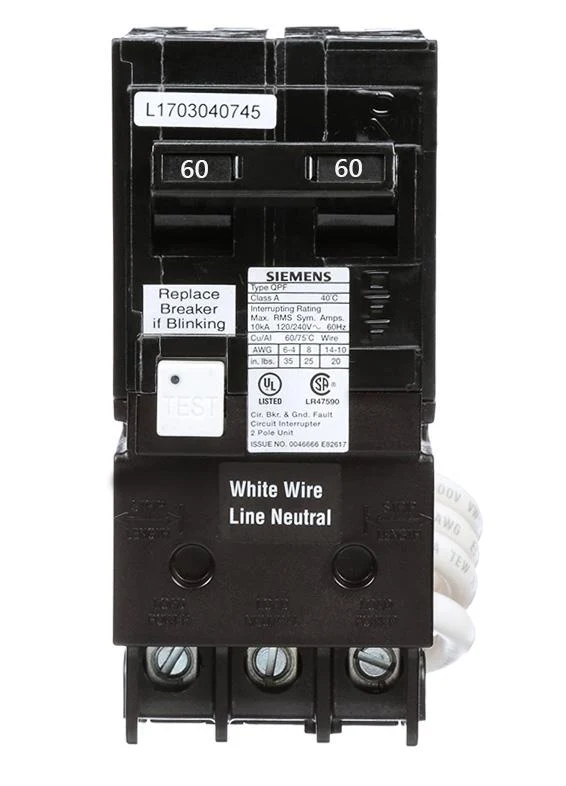 Disjoncteur DDFT (GFCI) Siemens 60 A bipolaire 120/240 V pour spa